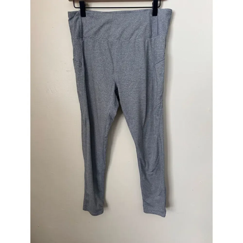 Danskin Gray Striped Leggings Women’s L/G Yoga Activewear Stretch Pants - Picture 2 of 10